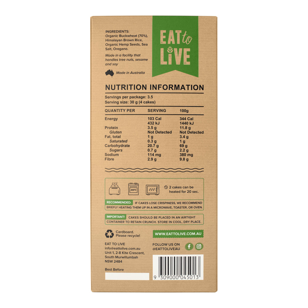 NEW Buckwheat Cakes with HEMP (Australian made, Gluten Free)