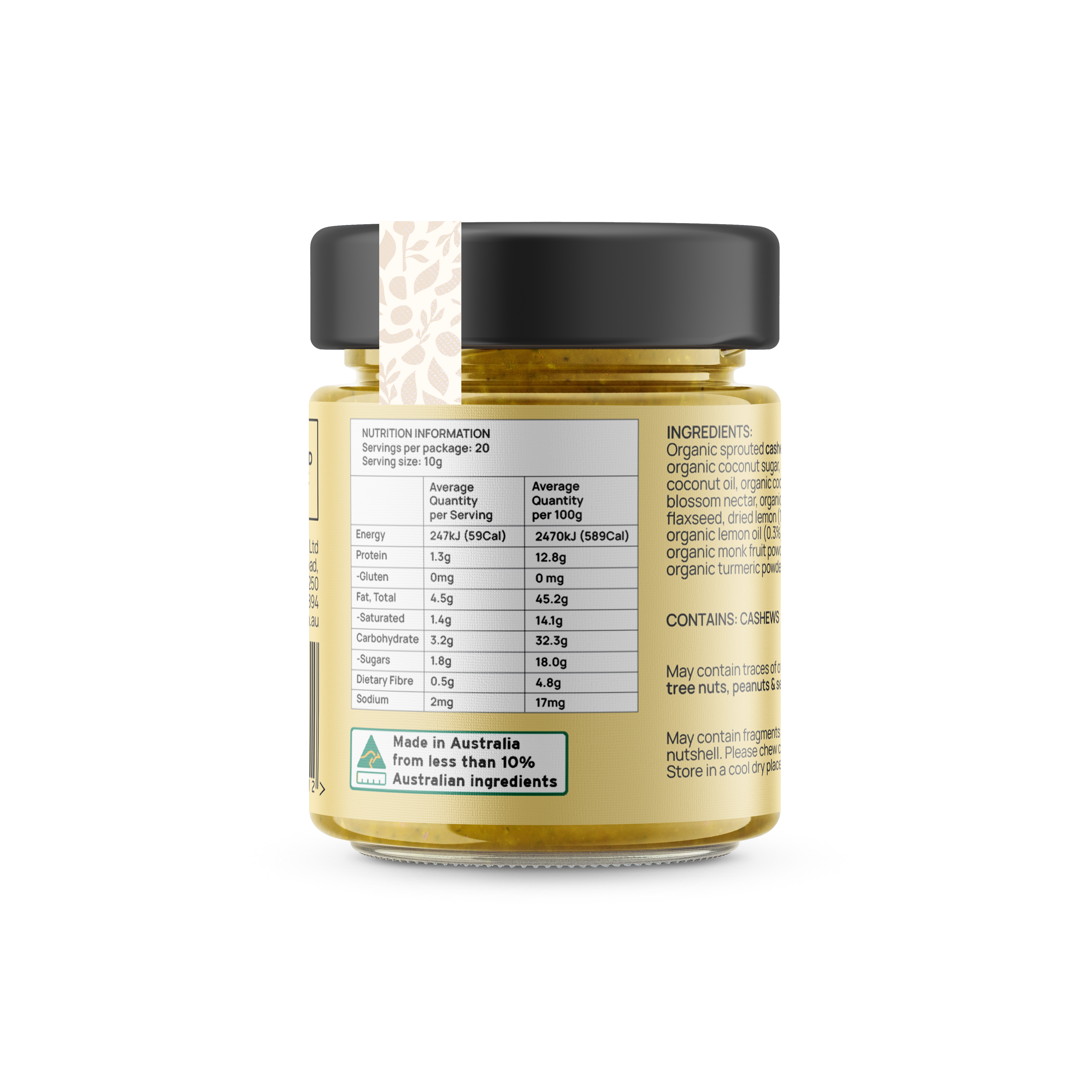 Sprouted Luscious Lemon Spread (Gluten Free, Dairy Free, Organic)