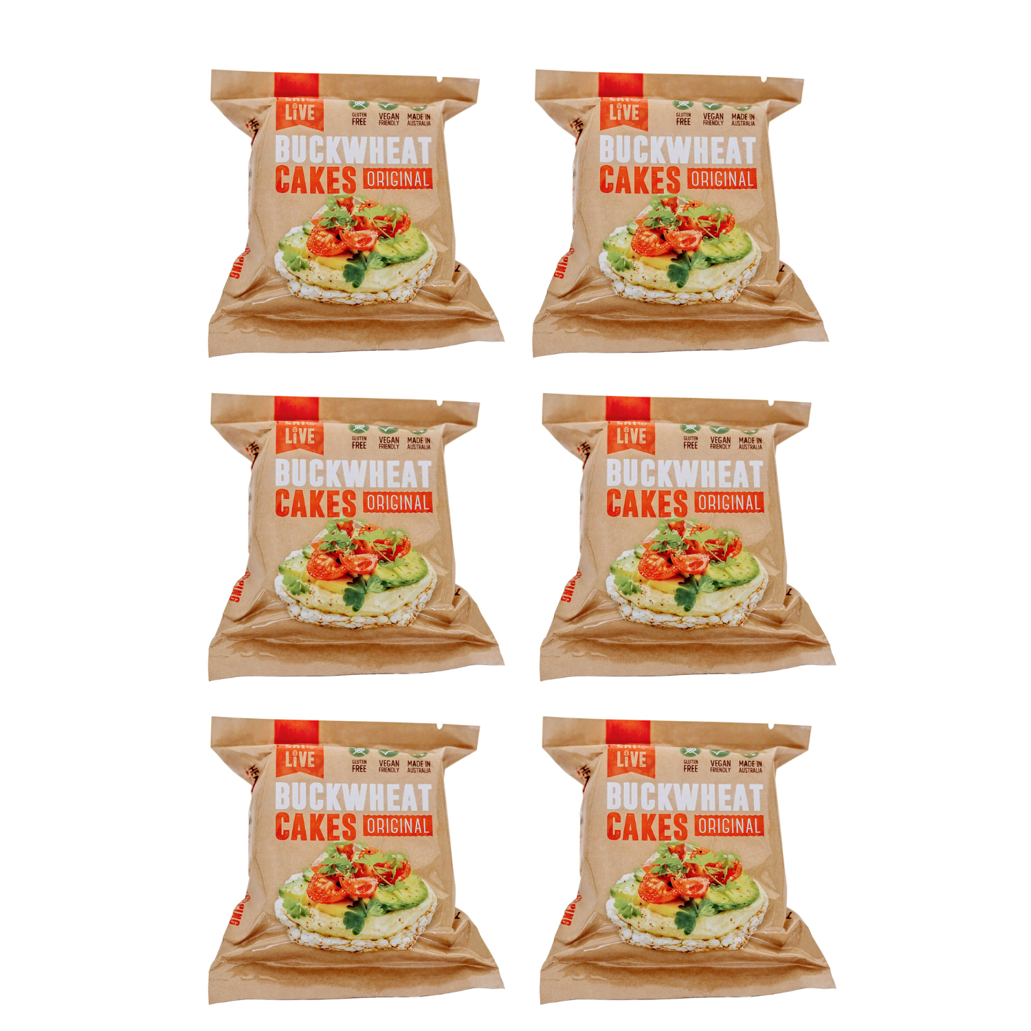 6 x Buckwheat Cakes ORIGINAL Snack Packs (Australian made, Gluten & Grain Free)