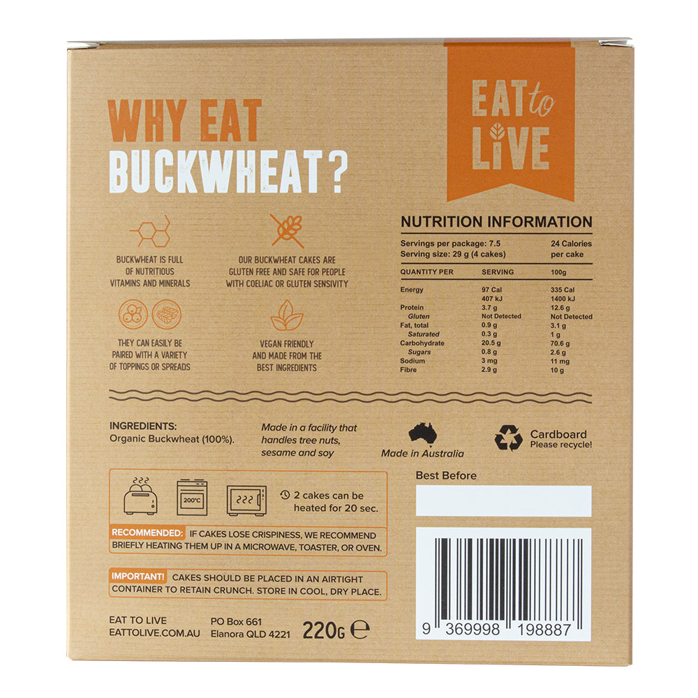 Buckwheat Cakes NO ADDED SALT (Australian made, Gluten & Grain Free)