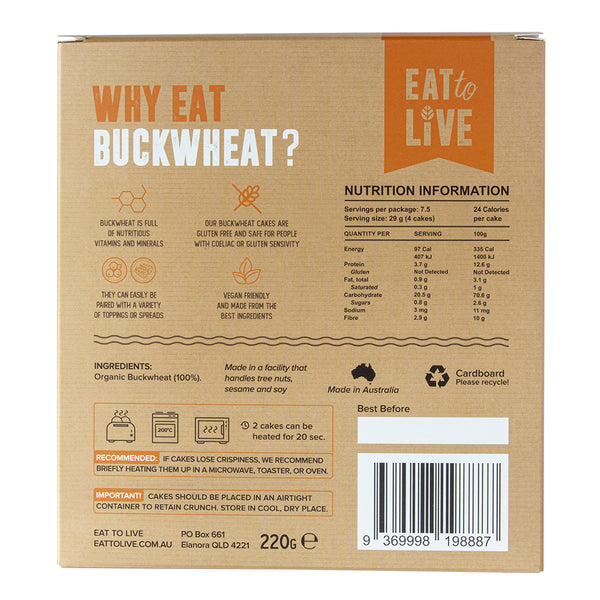 Buckwheat Cakes NO ADDED SALT (Australian made, Gluten & Grain Free)